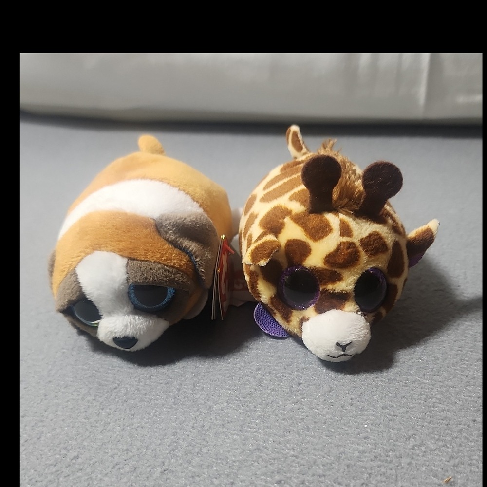 Ty Teenie Beanies Dog and Giraffe Plush Lot for Ages 3-7 Years, 3-4, 4-7